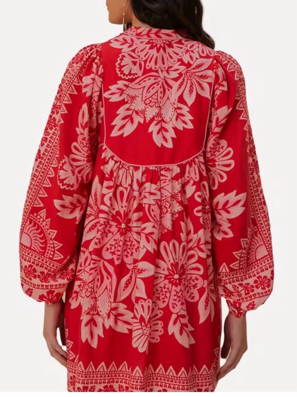 FARM Rio Red and Pink Floral Midi Dress size Small - Picture 2 of 7